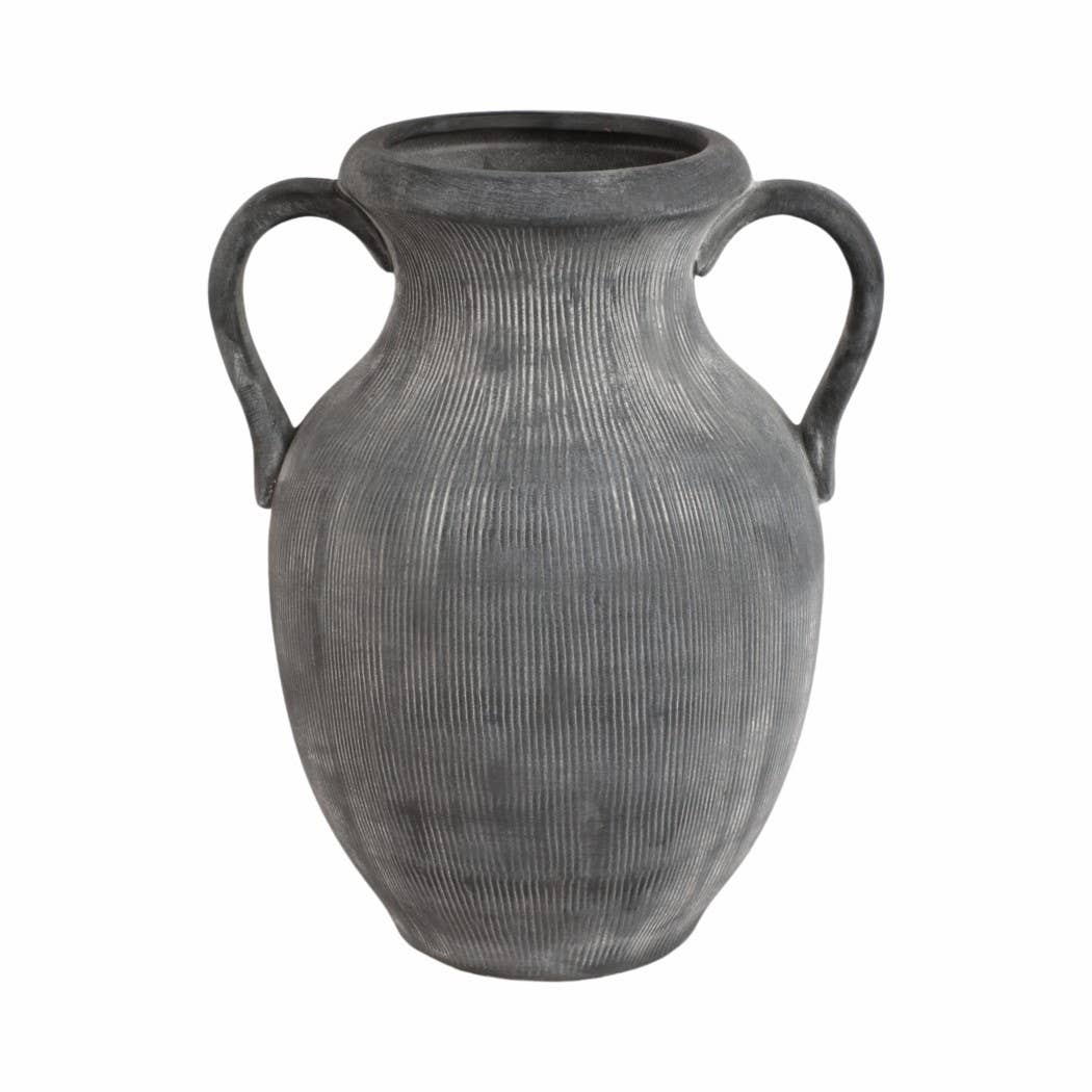 Black Stoneware Weathered Jug with Handles