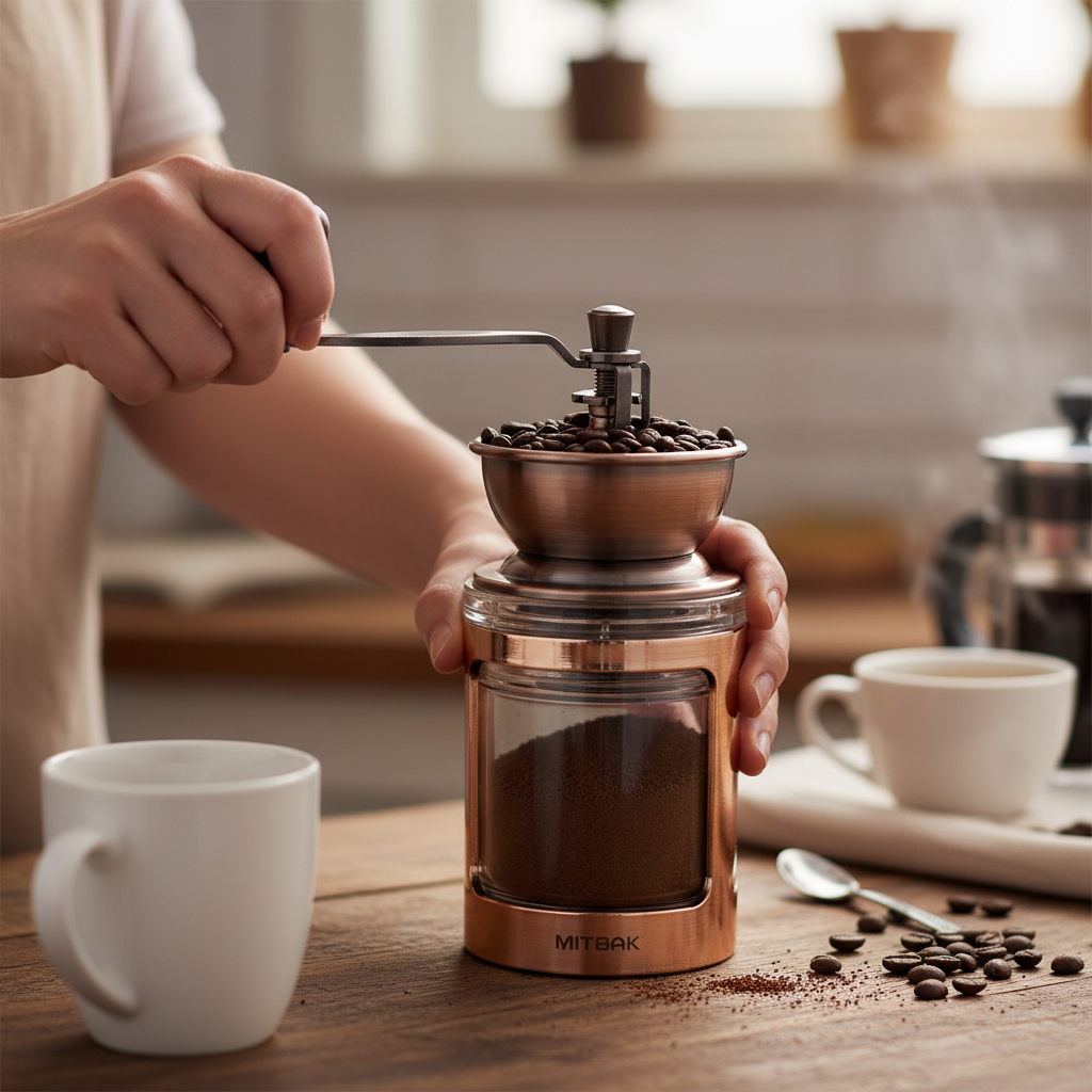 Manual Coffee Grinder with Adjustable Burr Mill