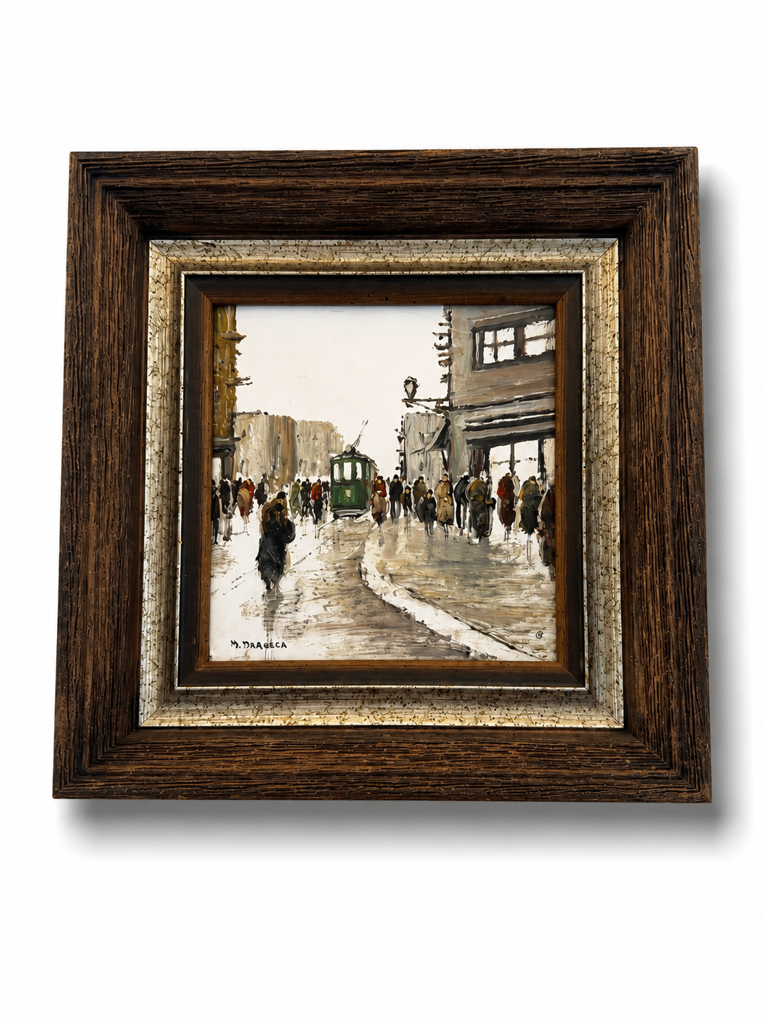 A Street in Paris Oil on Tile