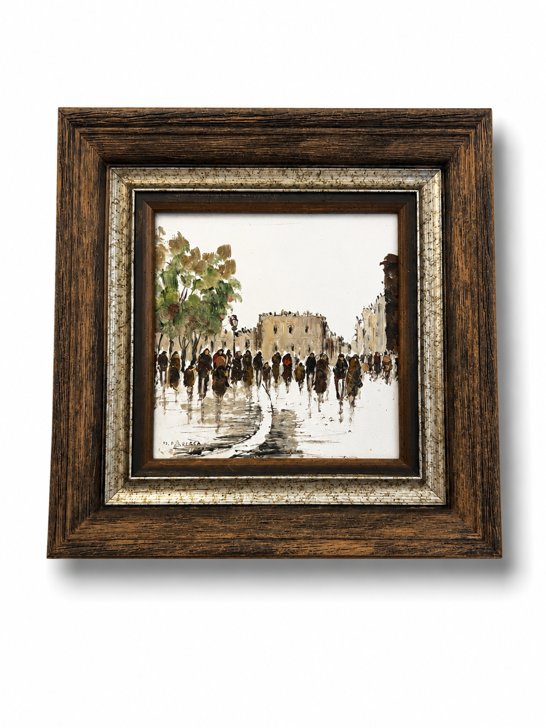 A Street in Paris Oil on Tile