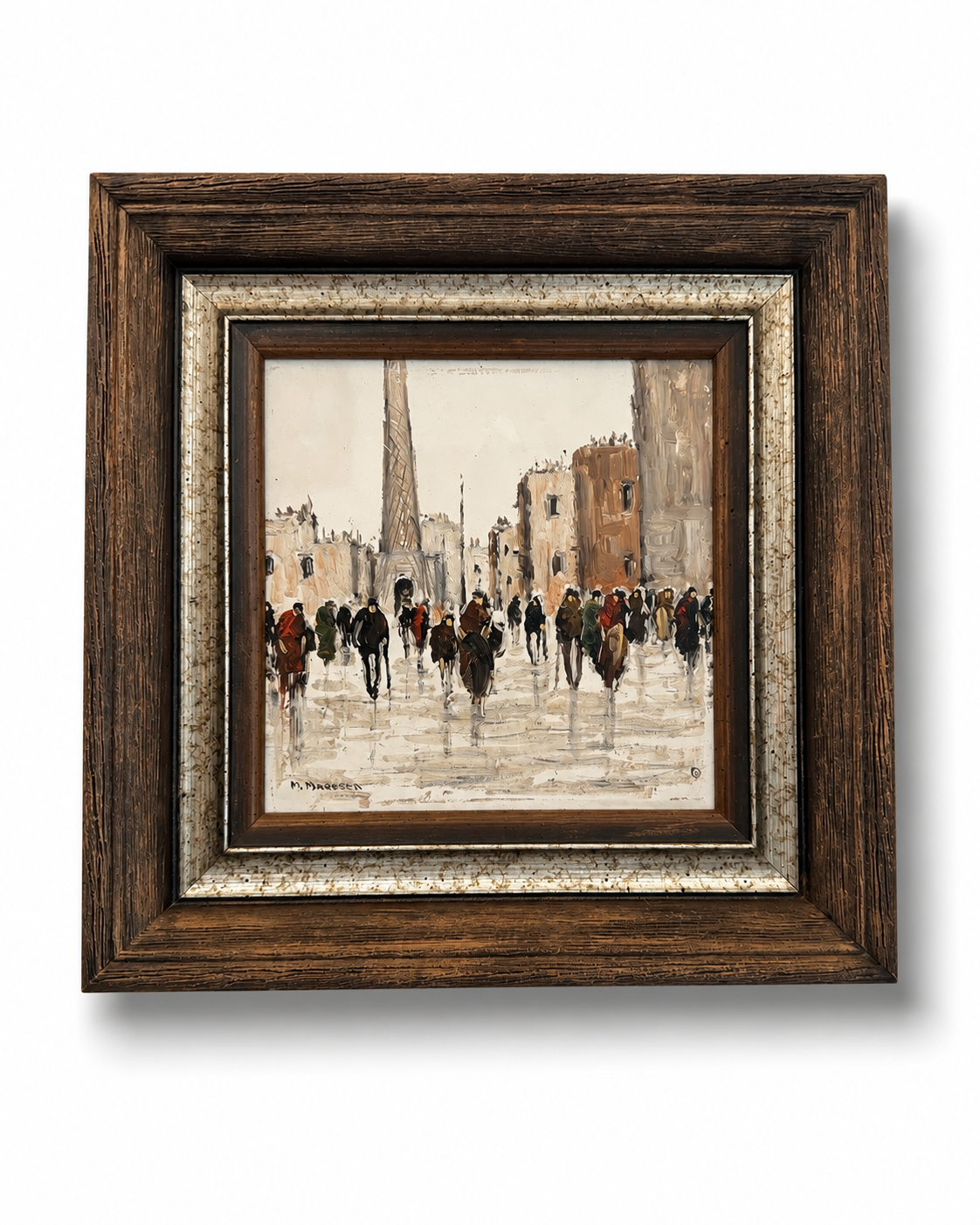 A Street in Paris Oil on Tile