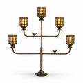 Amber Glass Lattice Candle Holder