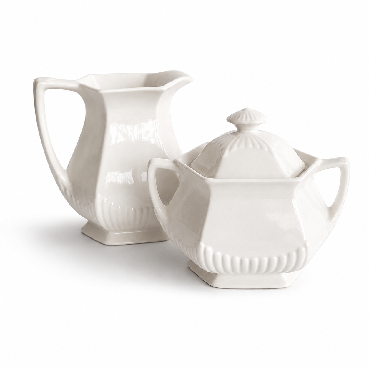 Antique Adams & Sons Ironstone Cream & Sugar Set
