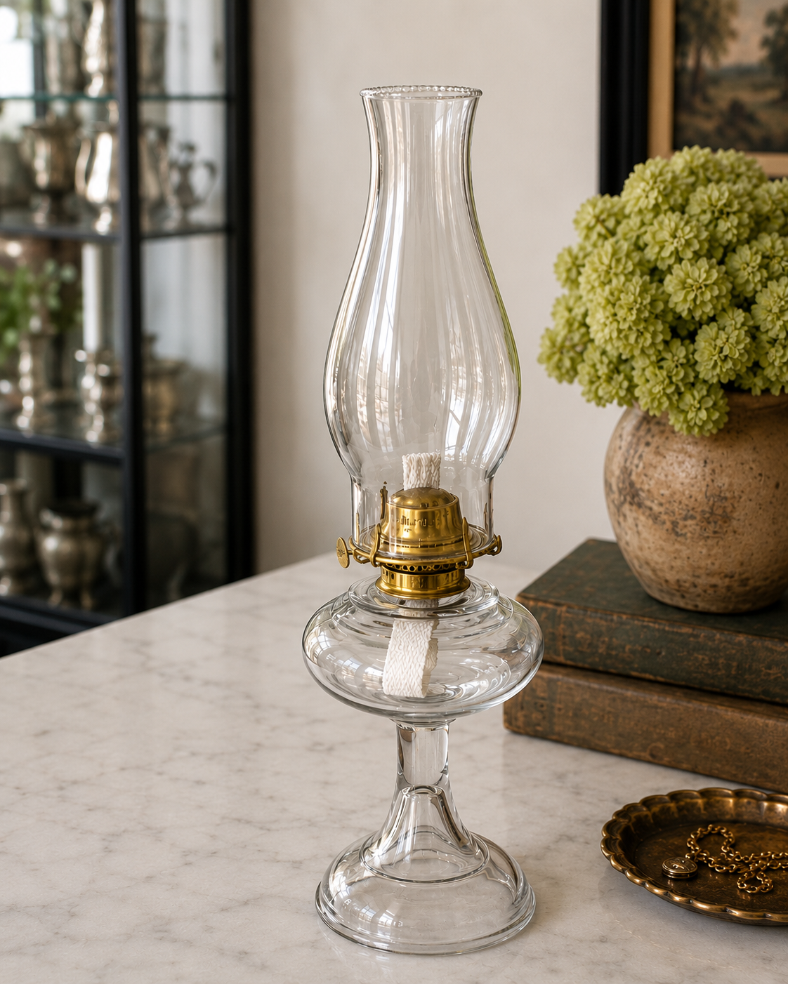 Antique Eagle Hurricane Lamp