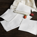 Antique Linen Napkins with Cutwork Embroidery — Set of 10