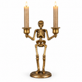 Antiqued Gold Skeleton Double Taper Candle Holder