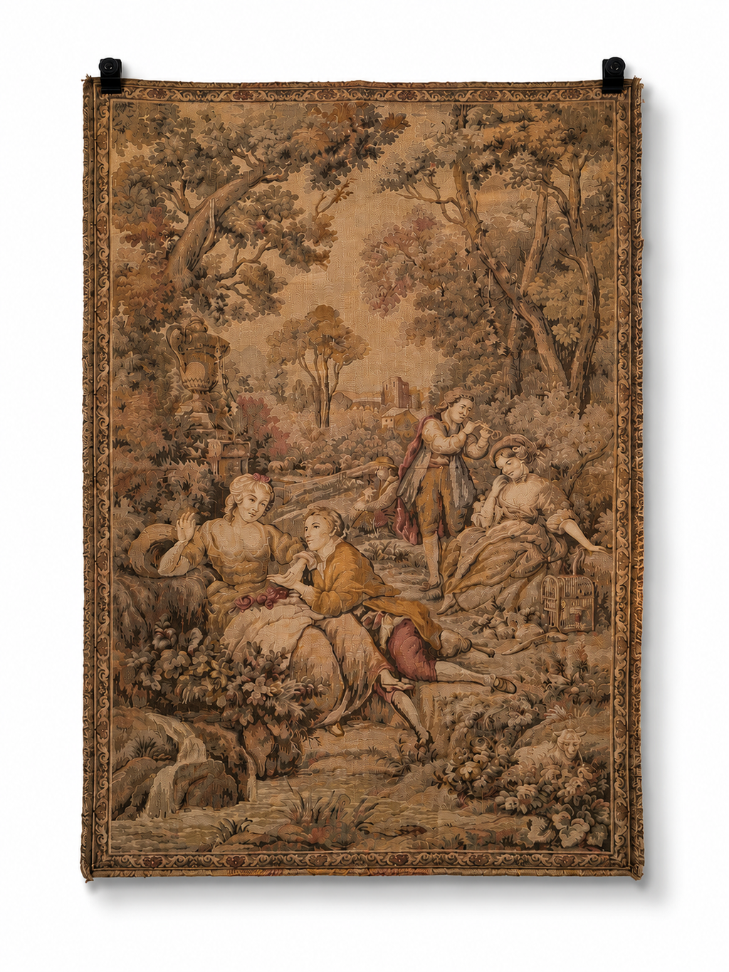 Vintage Belgian Pastoral Reverie Tapestry