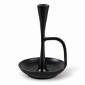 Black Metal Taper Candle Holder with Drip Dish | 8"