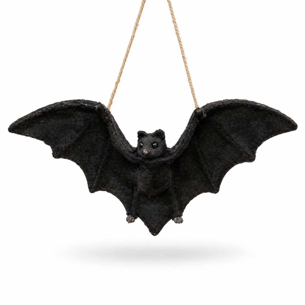 Black Velvet Bat Ornament | 16.75"