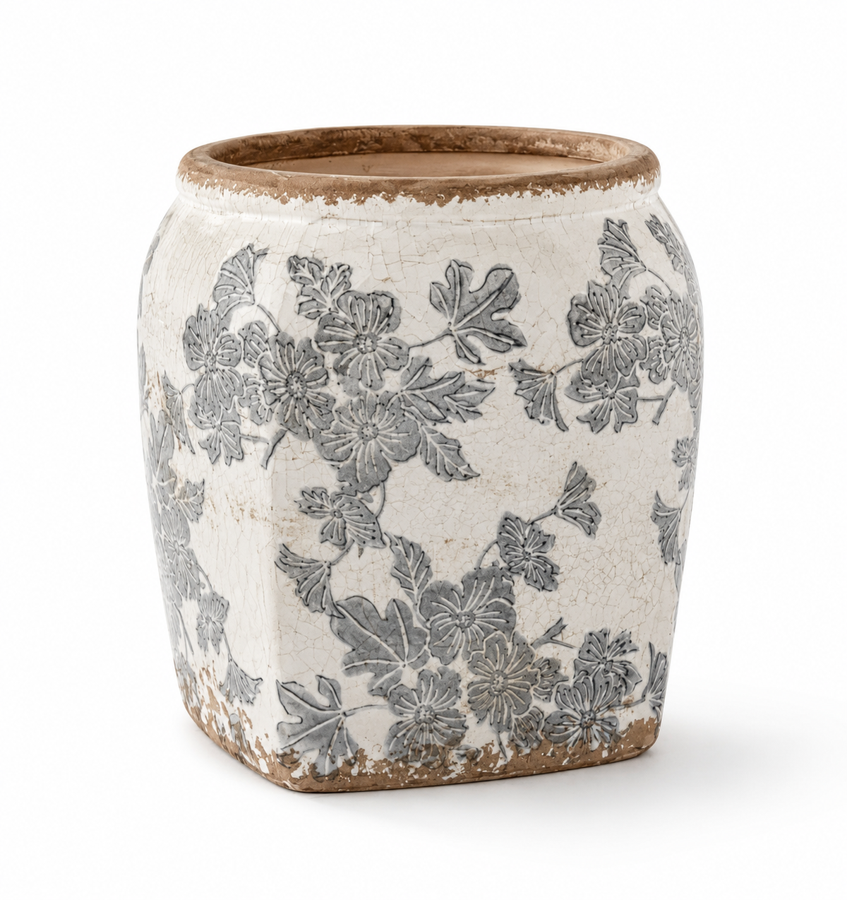 Blue Botanical Square Planter | Antique-Inspired