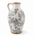 Blue Botanical Stoneware Jar Vase with Handle | Large