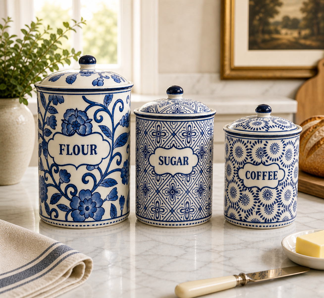 The Heritage Blue Canister Set – 3 Piece