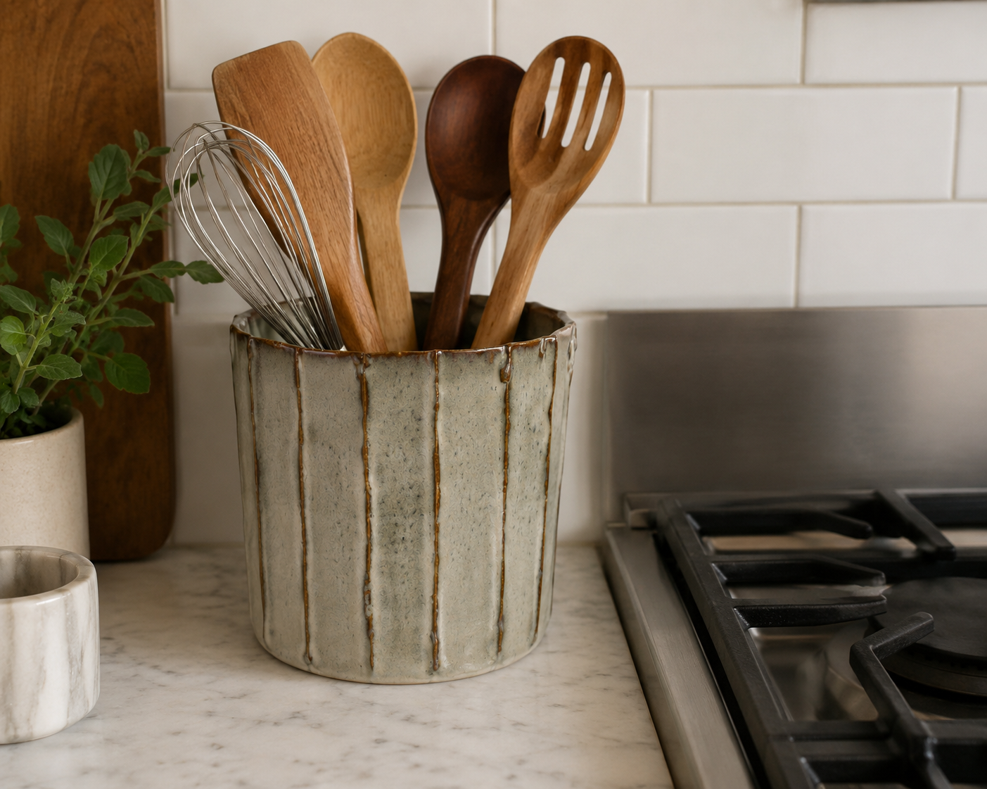 Ceramic Textured Utensil Crock