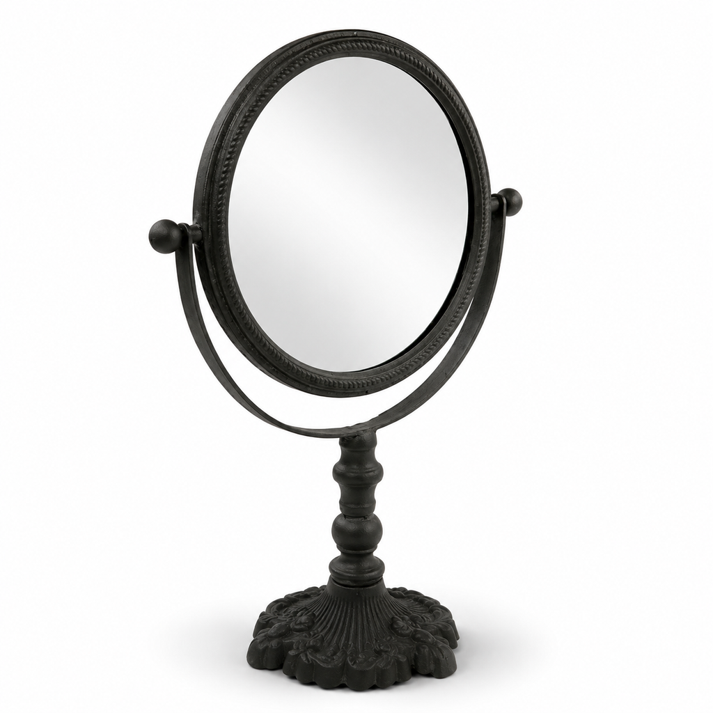 Classic Round Cast Iron Pivoting Vanity Mirror