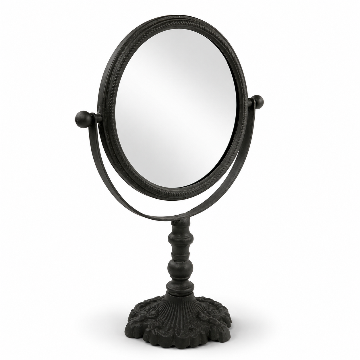 Classic Round Cast Iron Pivoting Vanity Mirror