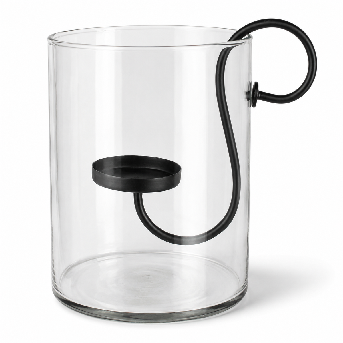 Court Glass Hurricane with Iron Tealight Holder