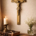 Vintage Solid Brass French Crucifix — 14"