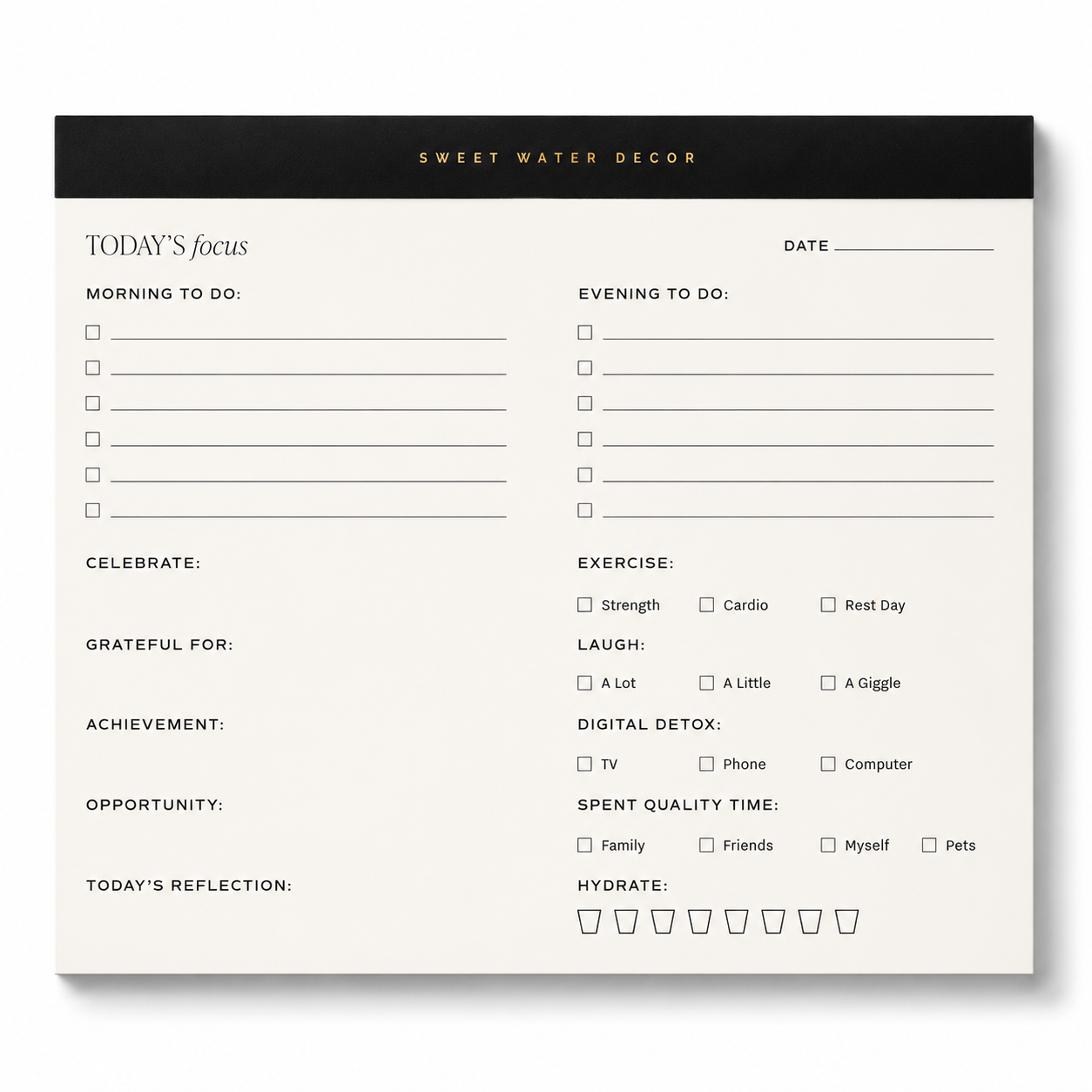 Daily Wellness Planner Notepad