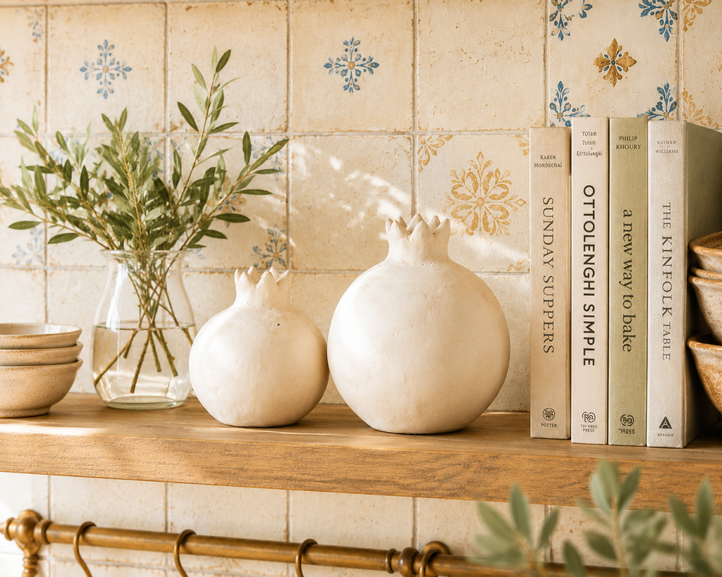 Decorative Pomegranate Cream Paper Mache
