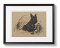 Dog Sketch C on Brown Background