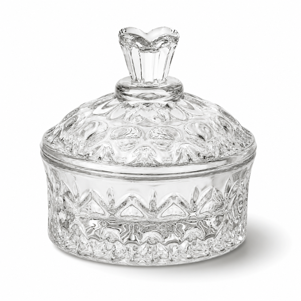 Embossed Vintage-Inspired Glass Jar