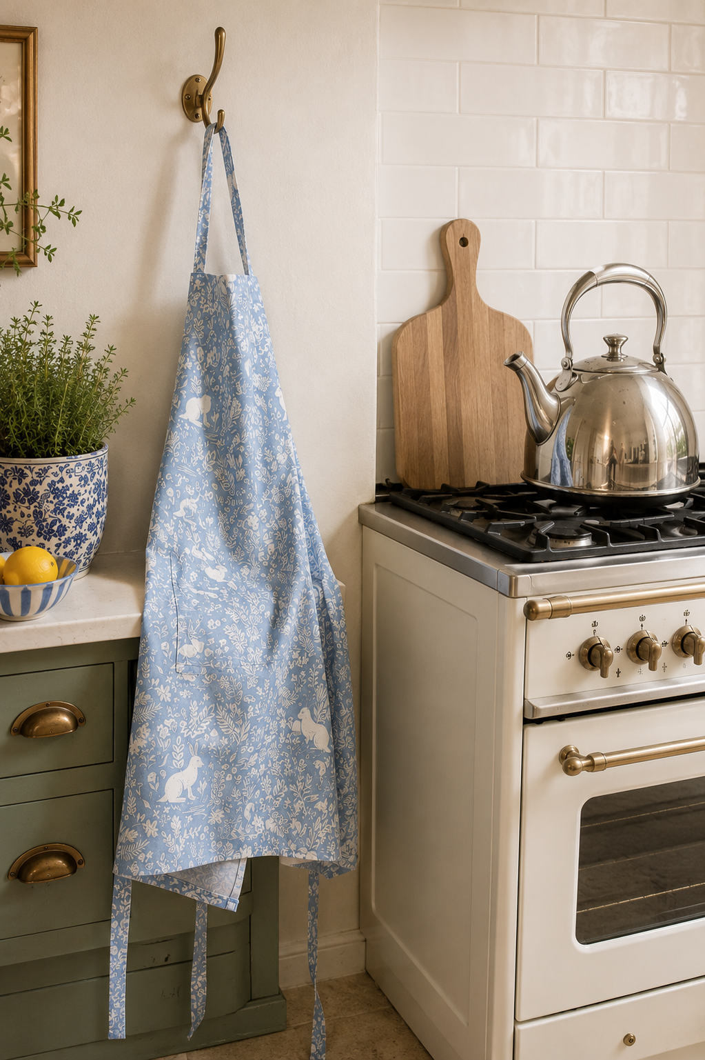 Forest Life Blue Cotton Apron