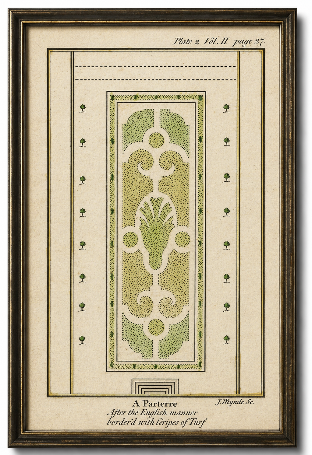 Framed Antique Garden Parterre Plan A