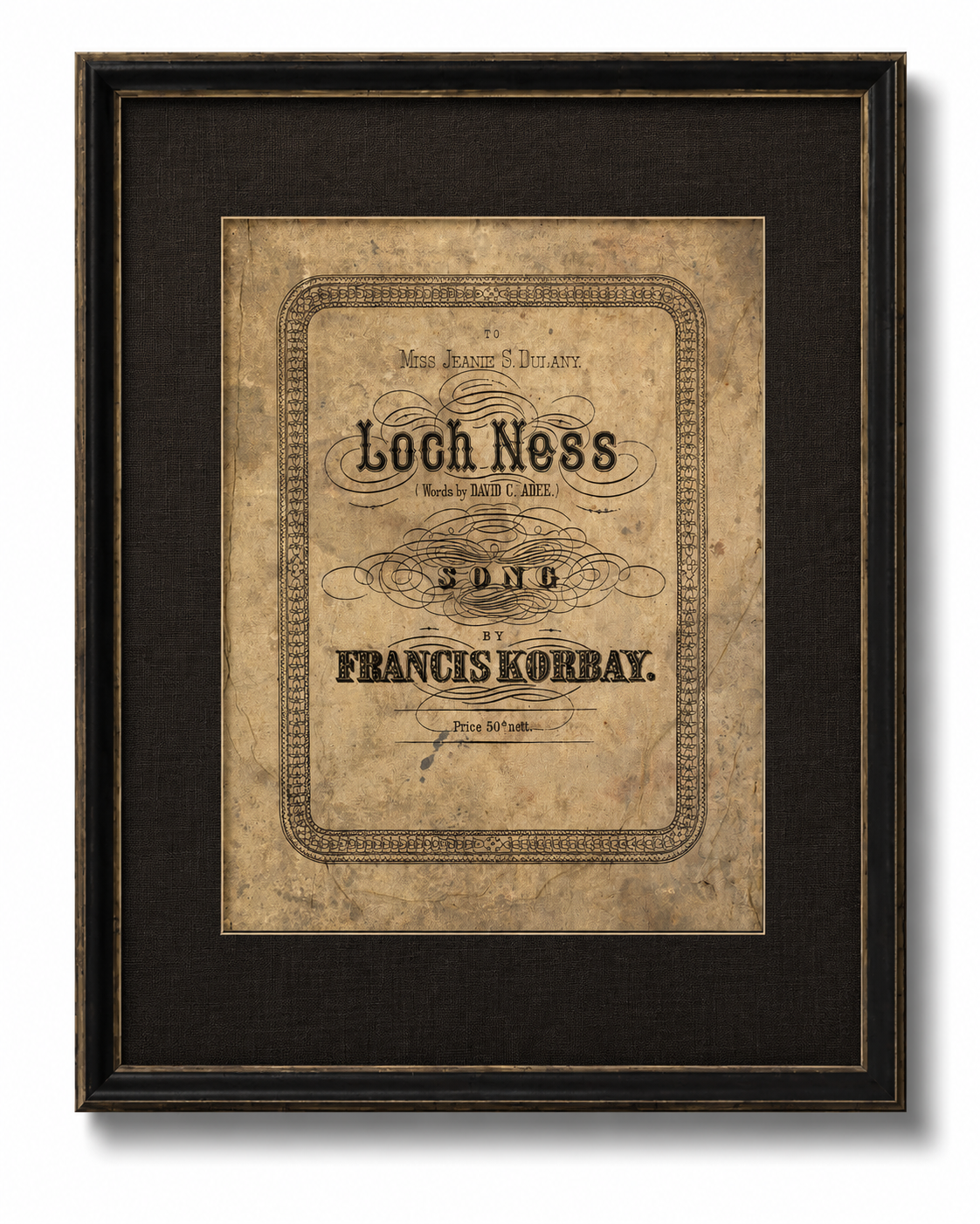 Framed Loch Ness Sheet Music