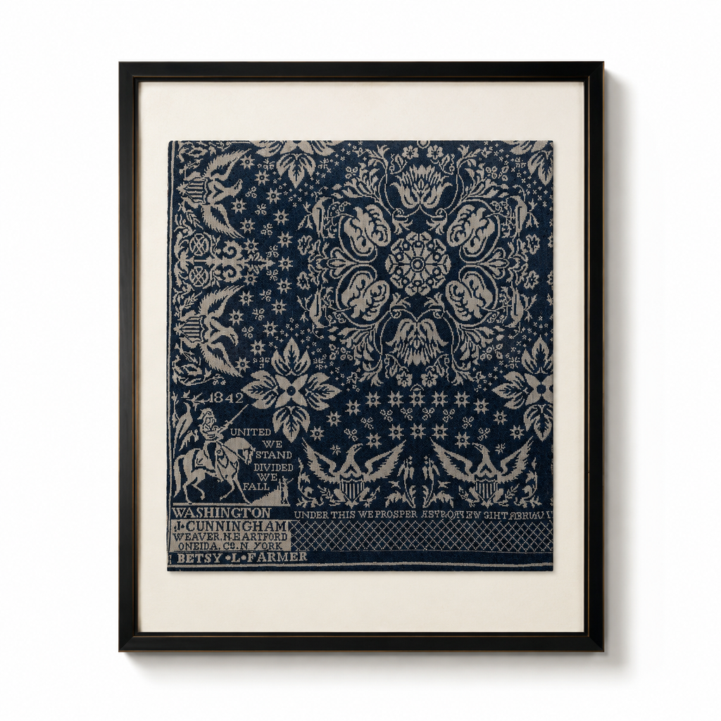 Framed United We Stand Coverlet Textile Art