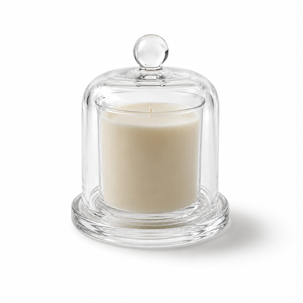 Glass Candle Holder With Glass Cover