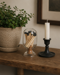 Glass Match Cloche with Black-Tipped Matches