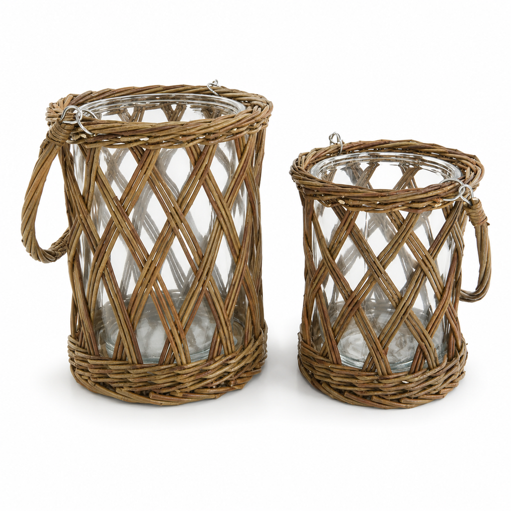 Glass and Wicker | Vase & Lantern