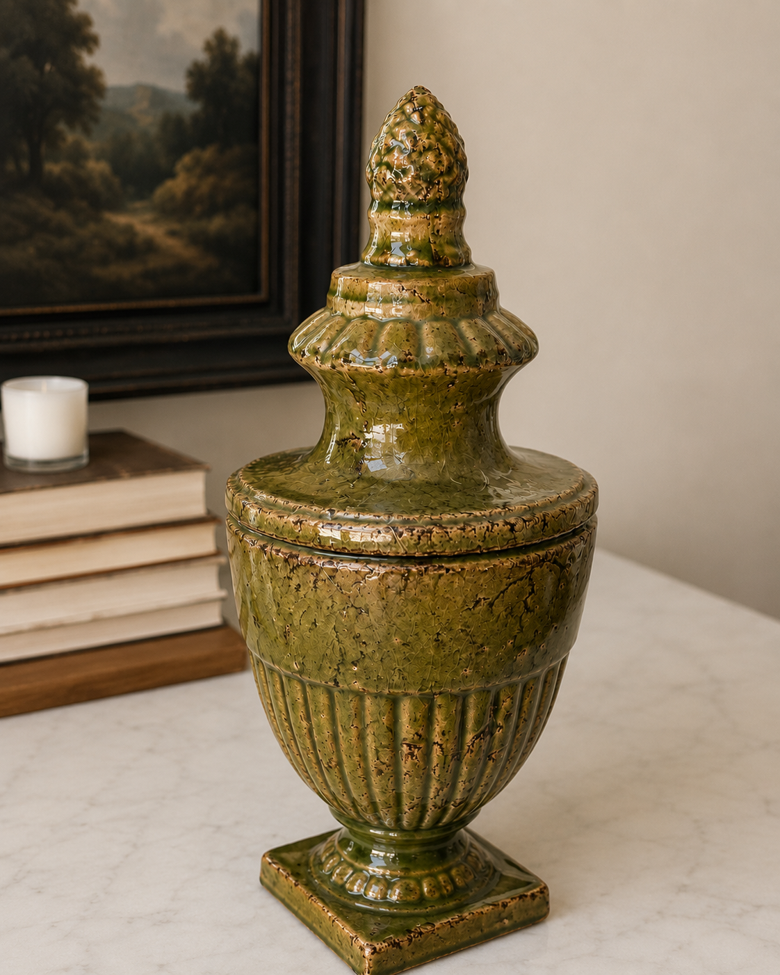 Glazed Terracotta Finial Urn