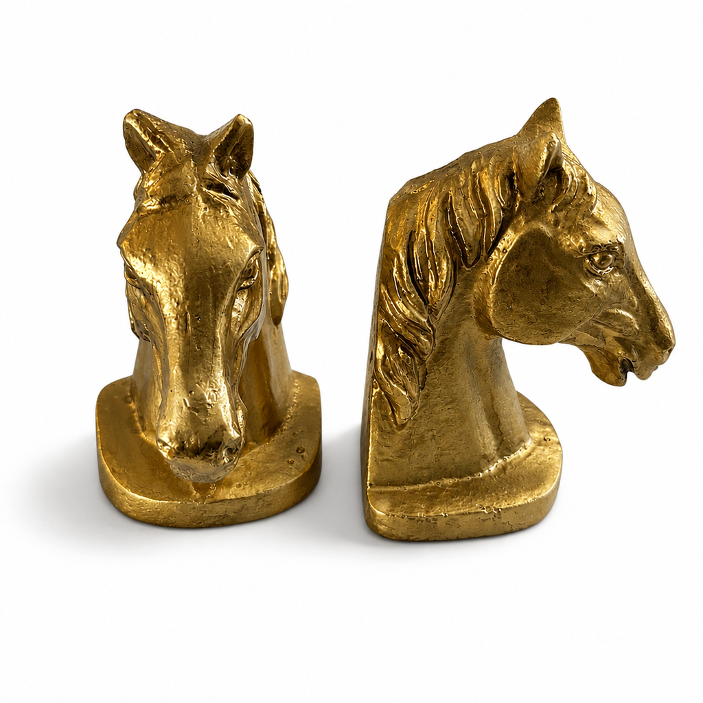 Gold Horse Head Bookends | Set of 2