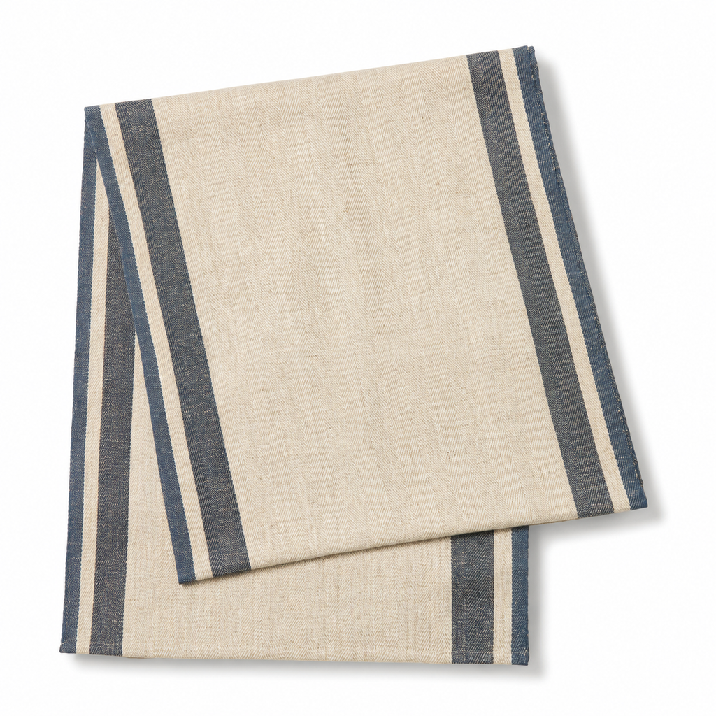 Gordes Natural & Blue Runner | French Linen