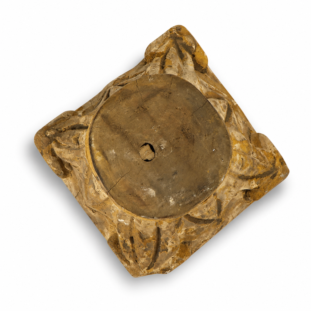 Hand-Carved Wood Pillar Base
