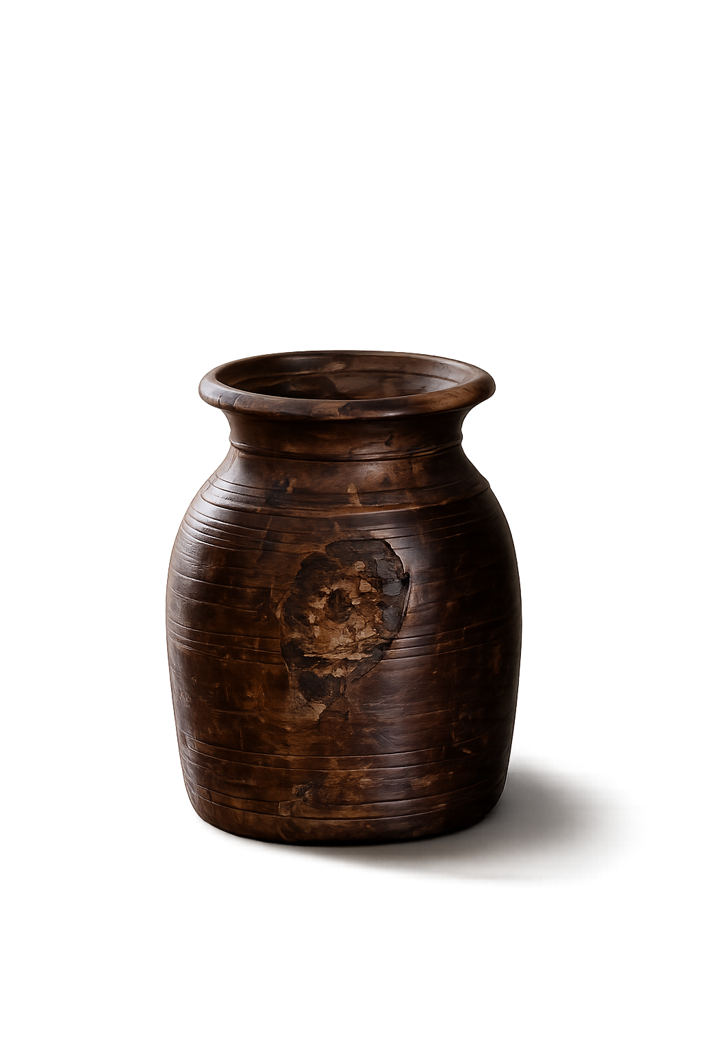 Hand-Carved Wooden Milk Jug