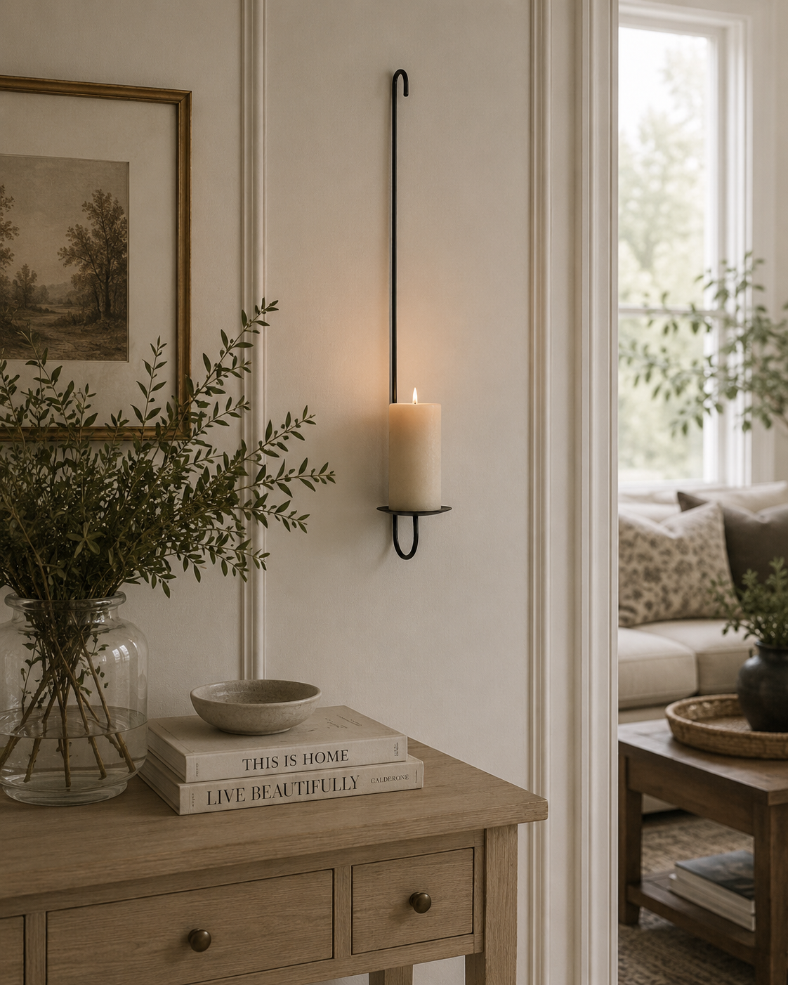 Handcrafted Black Cast Iron Wall Sconce
