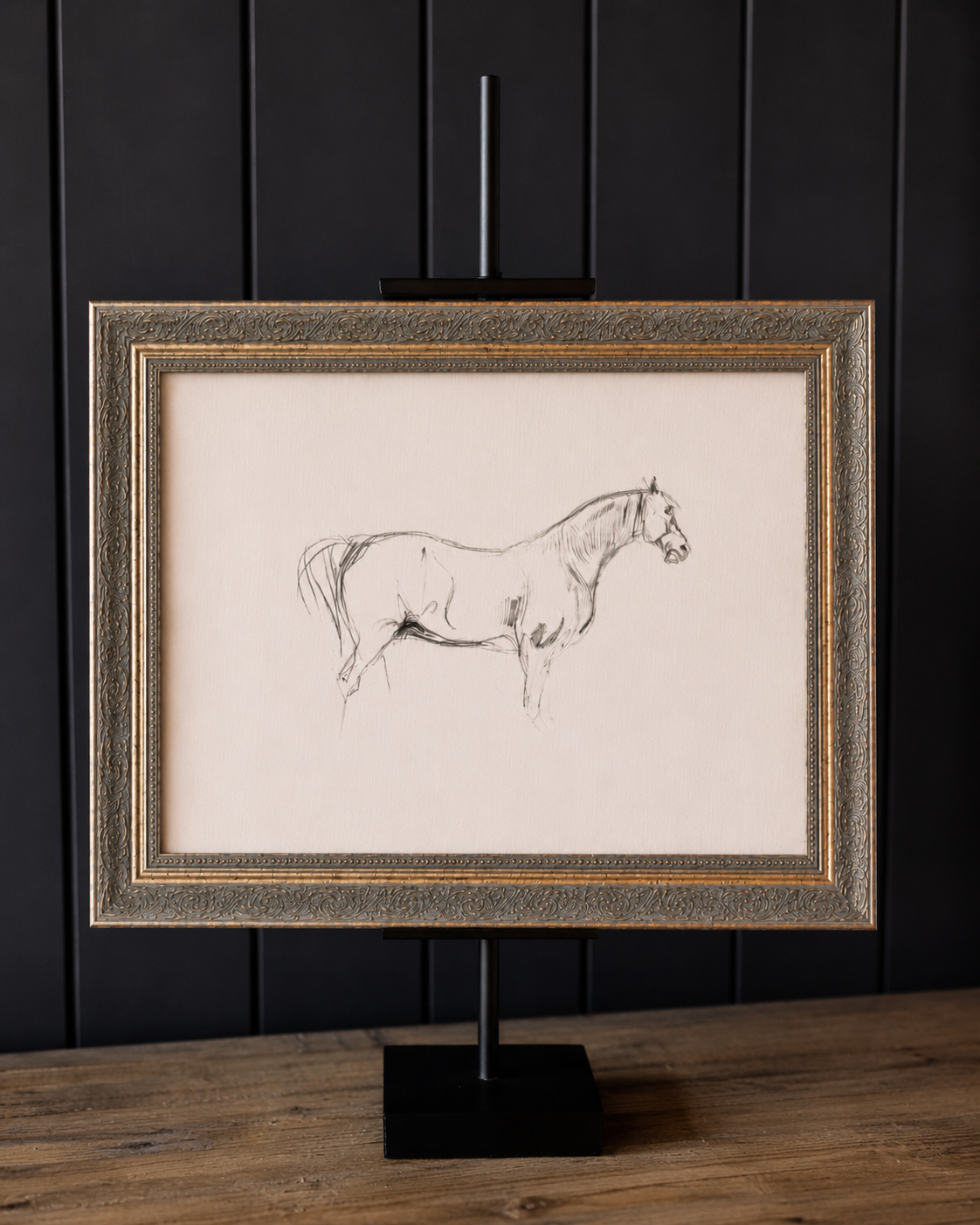 Horse Sketch Framed Antique Art