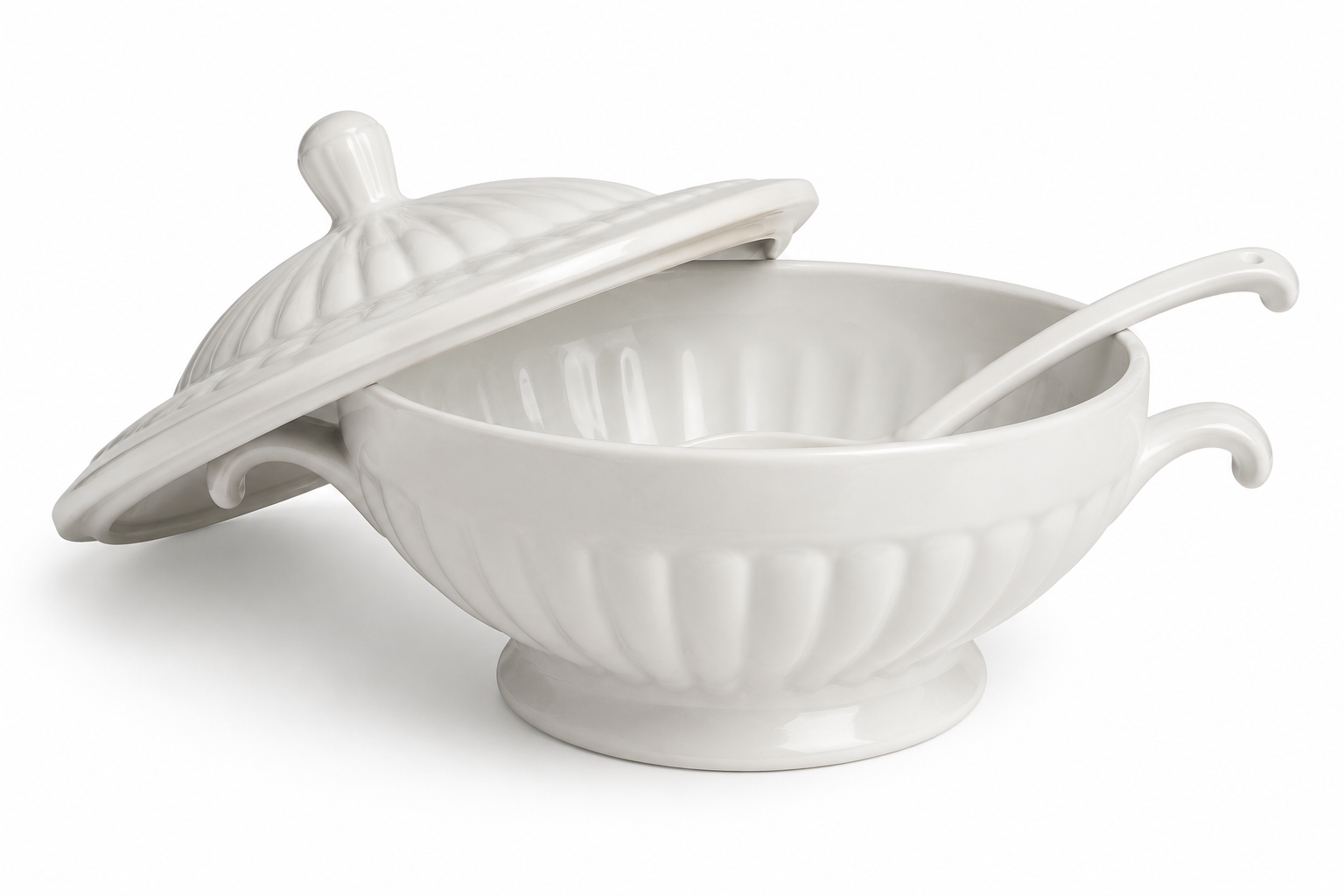 Large Fluted Ironstone Tureen with Lid