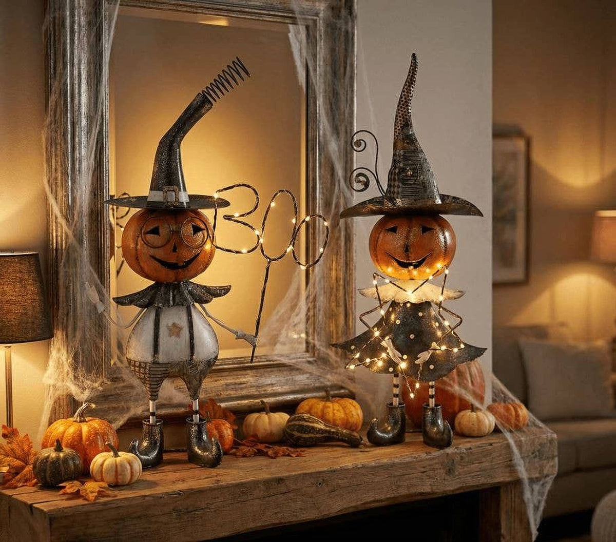 Light-Up Pumpkin Halloween Figures