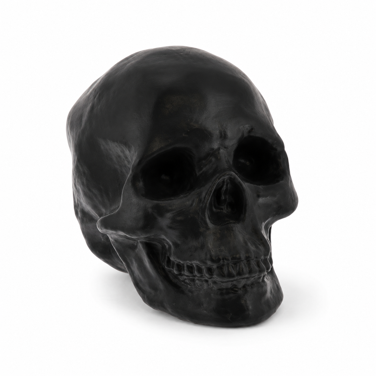 Matte Black Ceramic Skull | Halloween Décor