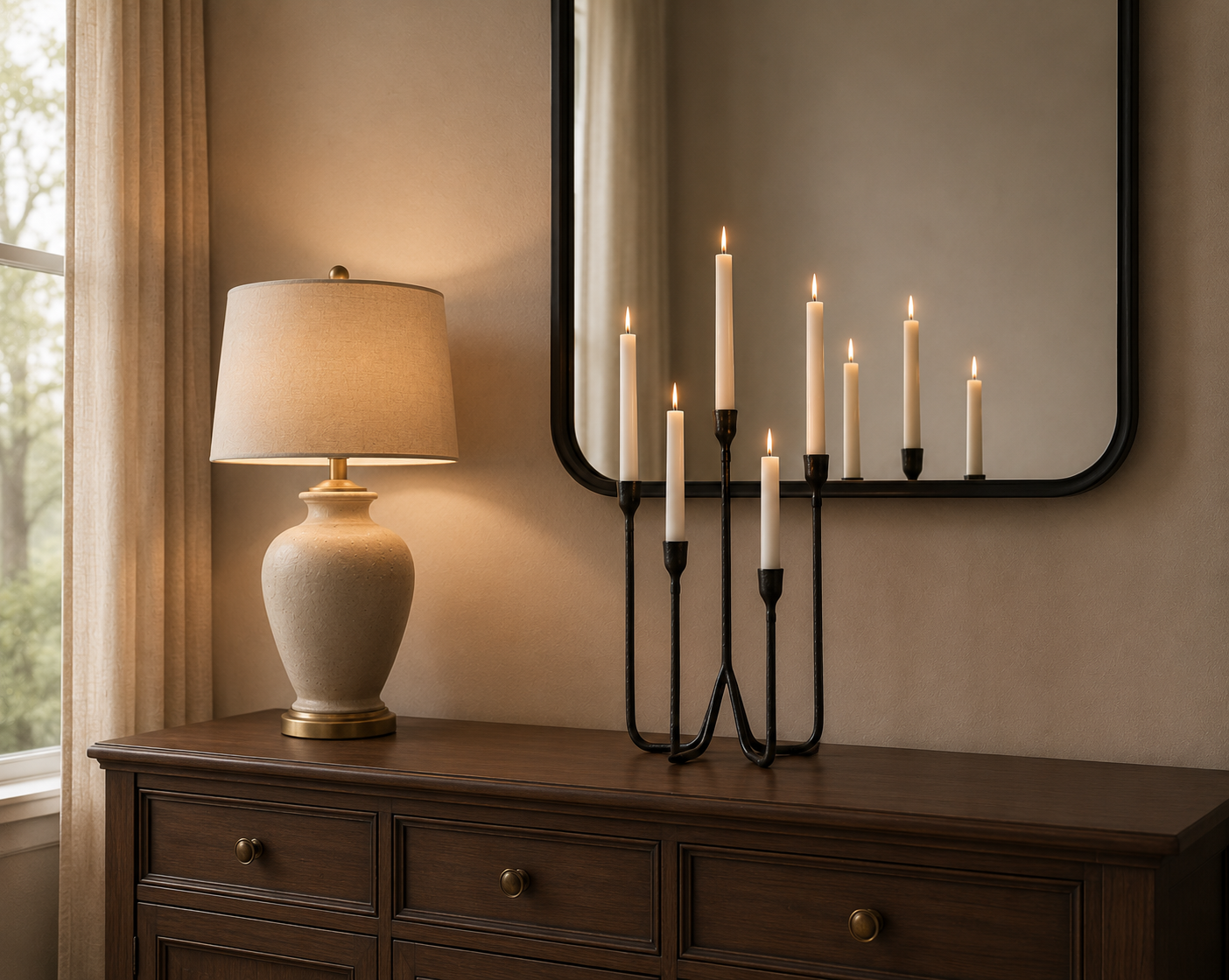 Metal Forged 5-Taper Candle Holder