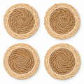 Natural Seagrass Coasters with Cream Rim | 4"