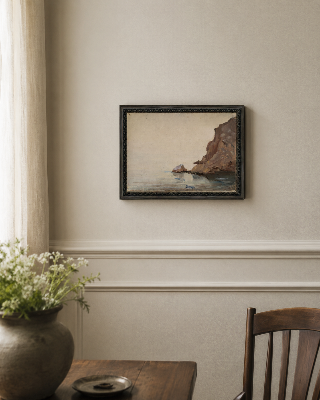 Ocean Cliffs Framed Antique Art