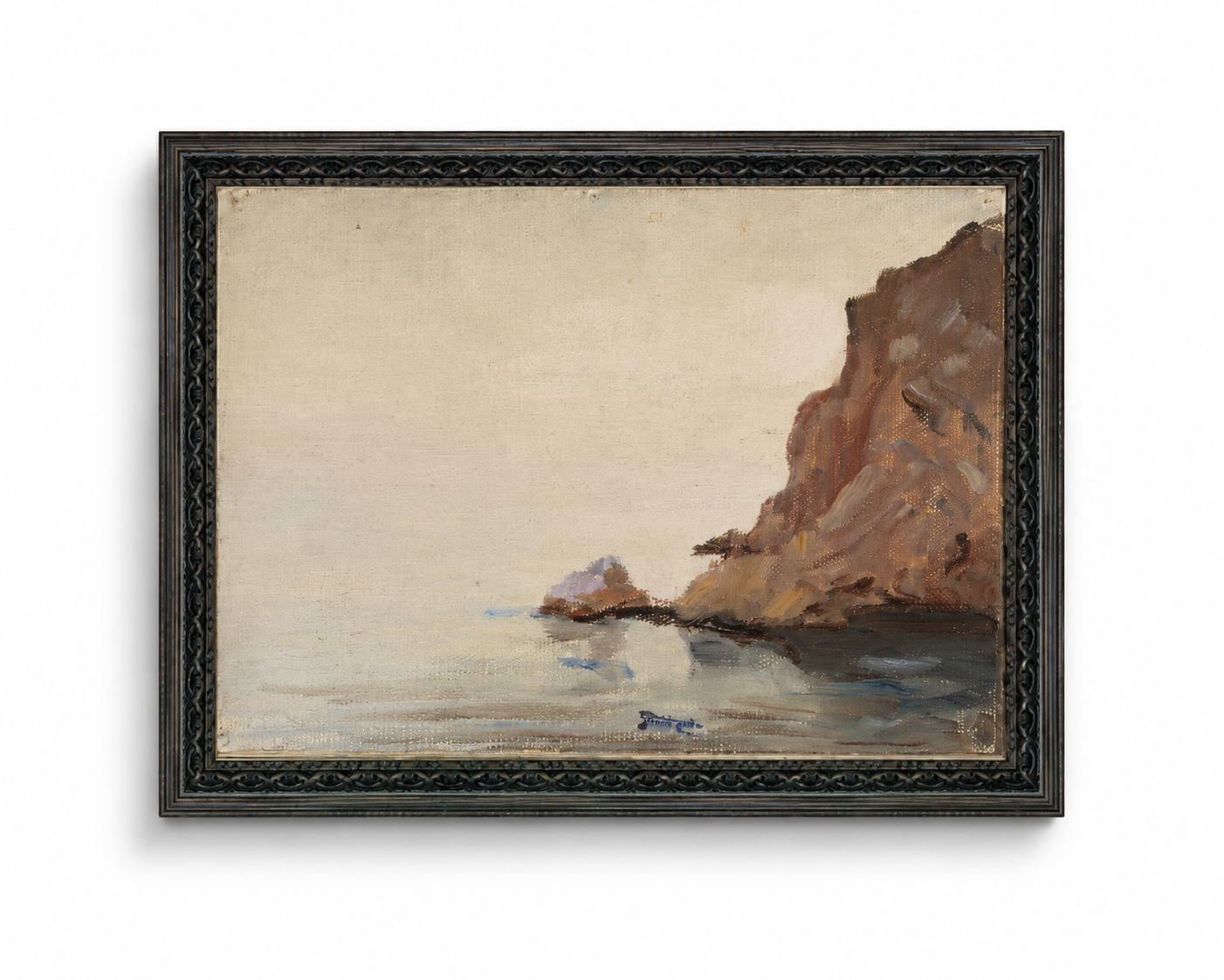 Ocean Cliffs Framed Antique Art