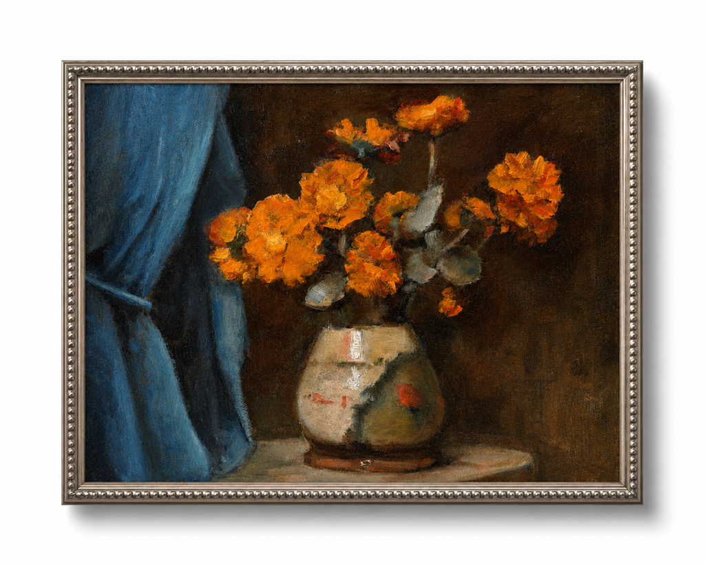 Oil Painting of Orange Flowers B