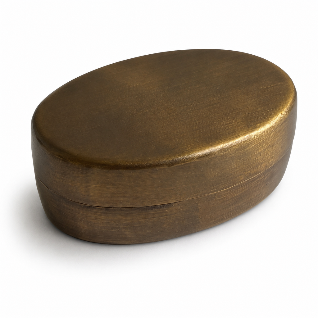 Oval Antiqued Brass Jewelry Pill Tobacco Storage Box