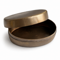 Oval Antiqued Brass Jewelry Pill Tobacco Storage Box