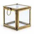 Petite Pierre Glass Keepsake Box | Antiqued Brass | 2"